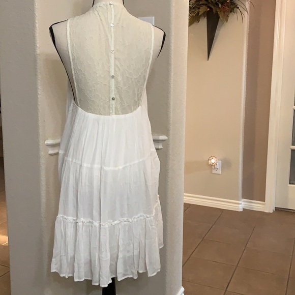En Creme white layered ruffle and lace midi dress MED - Picture 3 of 16